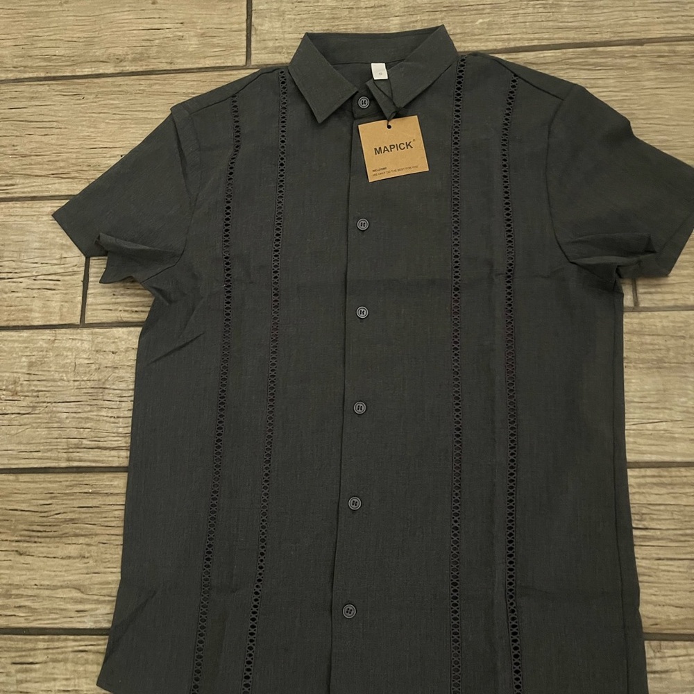 Men's Gray Casual Button Down Shirt